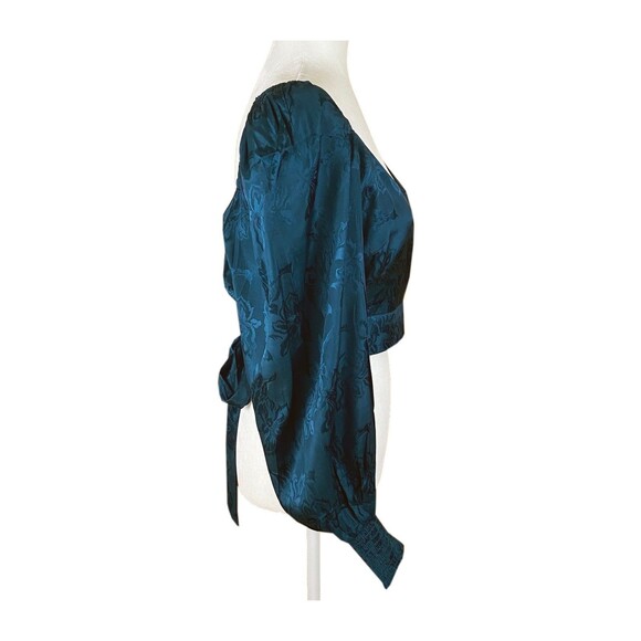 Band of the Free Camille Crossover Crop Top M Small Deep Teal Long Sleeves NWT - Picture 5 of 8